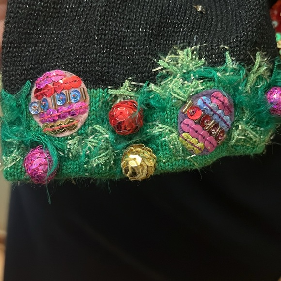 Design Options by PHILIP JANE GORDON Black Wreath Woman's CARDIGAN SWEATER Sz M - Picture 5 of 9